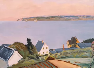 Distant View of Awajishima by Fujishima Takeji Oil Painting