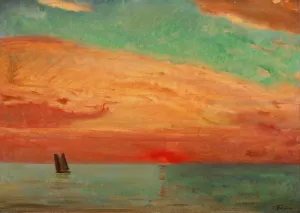 Sunrise over the Eastern Sea by Fujishima Takeji Oil Painting
