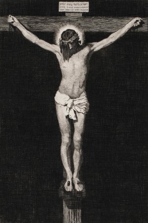 Kristus pa korset by G.V. Blom Oil Painting