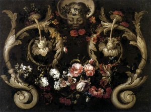 Grotesques with Flowers by Gabriel De La Corte Oil Painting