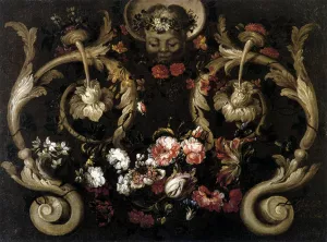 Grotesques with Flowers by Gabriel De La Corte Oil Painting