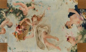 Les Fleurs by Gabriel Ferrier Oil Painting