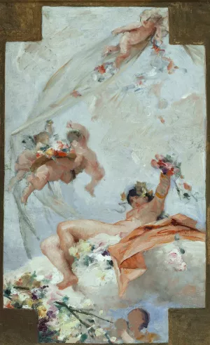 Les Fleurs by Gabriel Ferrier Oil Painting
