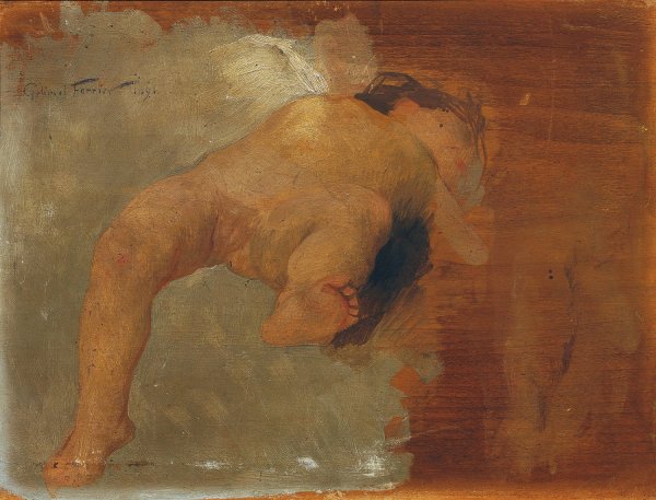 Liegender Putto  by Gabriel Ferrier - Hand-Painted Oil Painting Reproduction