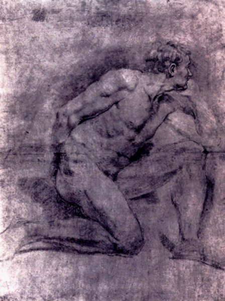 Main Product Photo of An Academic Study Of A Seated Male Nude Verso Painting by Gabriel Francois Doyen