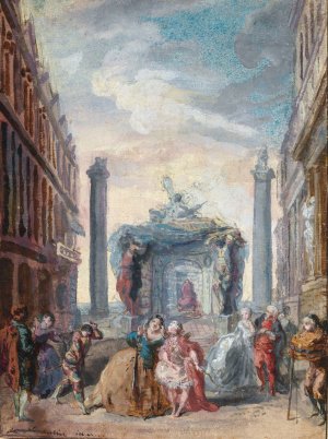 Les fetes venitiennes by Gabriel Jacques De Saint-Aubin Oil Painting