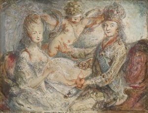 Louis XVI And Marie-Antoinette Crowned By Love by Gabriel Jacques De Saint-Aubin Oil Painting
