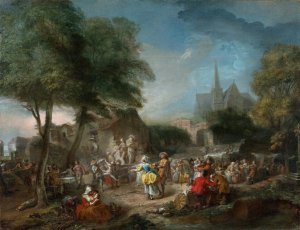 The Country Dance by Gabriel Jacques De Saint-Aubin Oil Painting
