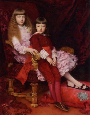 Portrait of the Duc de Chartres Children by Gabriel Joseph Marie Augustin Ferrier Oil Painting