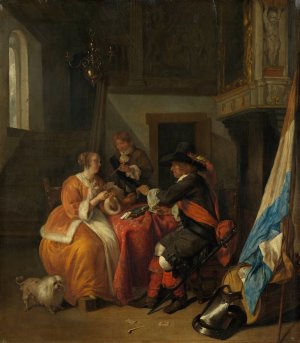 A Card Game by Gabriel Metsu Oil Painting