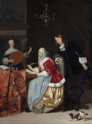 A Young Woman Composing a Piece of Music by Gabriel Metsu Oil Painting