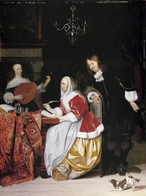 A Young Woman Composing Music by Gabriel Metsu Oil Painting