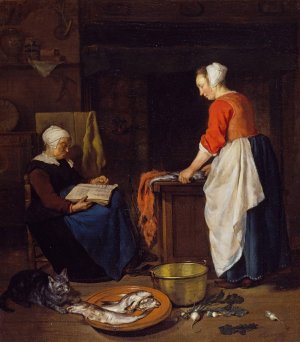 An Old Woman Asleep by Gabriel Metsu Oil Painting