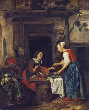An Old Woman Selling Fish by Gabriel Metsu Oil Painting