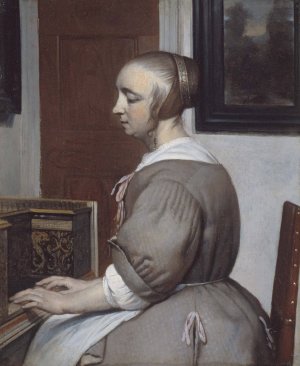 Femme au virginal by Gabriel Metsu Oil Painting