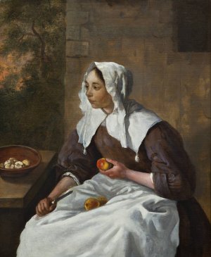 Girl Peeling Apples by Gabriel Metsu Oil Painting