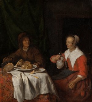 Man and Woman at a Meal by Gabriel Metsu Oil Painting