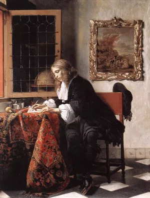 Man Writing a Letter Oil painting by Gabriel Metsu