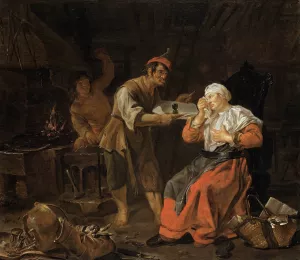 Old Woman in a Gossip-chair by Gabriel Metsu Oil Painting