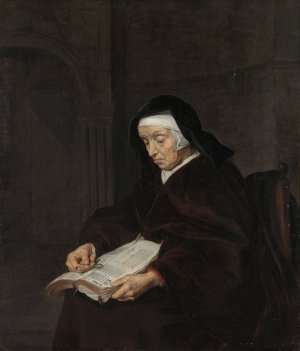 Old Woman Meditating by Gabriel Metsu Oil Painting