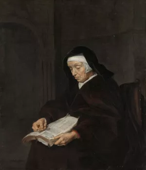 Old Woman Meditating by Gabriel Metsu Oil Painting