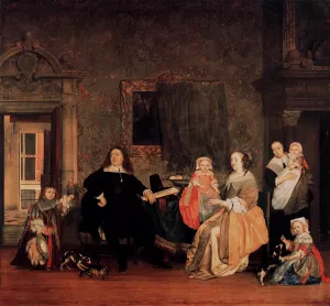 Portrait of Jan Jacobsz. Hinlopen and His Family by Gabriel Metsu Oil Painting