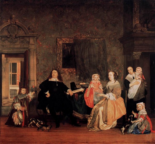 Main Product Photo of Portrait of Jan Jacobsz. Hinlopen and His Family Painting by Gabriel Metsu