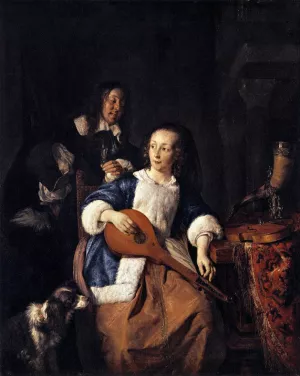 The Cittern Player Oil painting by Gabriel Metsu