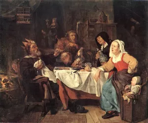 The Feast of the Bean King painting by Gabriel Metsu