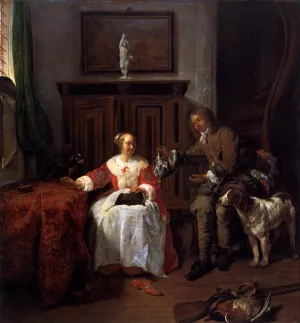 The Hunter's Gift by Gabriel Metsu Oil Painting