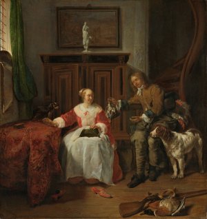 The Hunter's Present by Gabriel Metsu Oil Painting