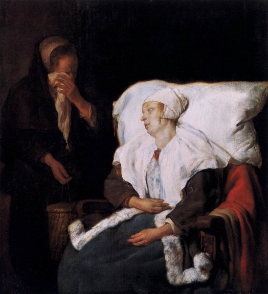 Main Product Photo of The Sick Girl Painting by Gabriel Metsu