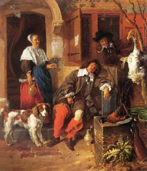 The Sleeping Sportsman painting by Gabriel Metsu