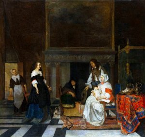 The Visit to the Nursery by Gabriel Metsu Oil Painting
