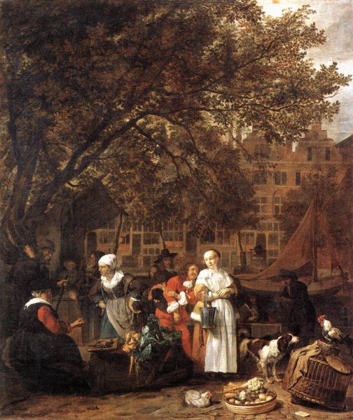 Main Product Photo of Vegetable Market in Amsterdam Painting by Gabriel Metsu