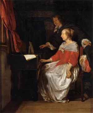 Virginal Player by Gabriel Metsu - Oil Painting Reproduction
