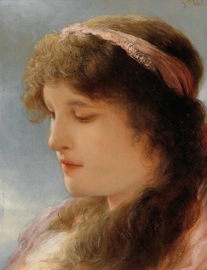 Daydreaming by Gabriel Von Max Oil Painting