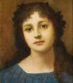 Girl with Vine Leaves in her Hair by Gabriel Von Max Oil Painting