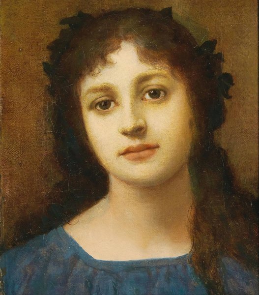 Main Product Photo of Girl with Vine Leaves in her Hair Painting by Gabriel Von Max