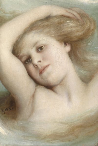 Main Product Photo of Kopf eines traumenden Madchens Painting by Gabriel Von Max