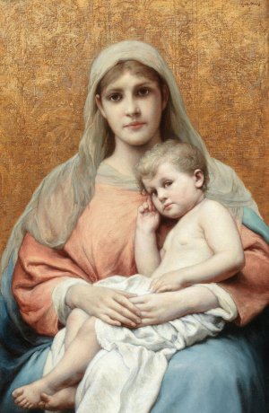 Madonna and Child by Gabriel Von Max Oil Painting