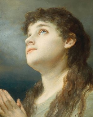 Praying by Gabriel Von Max Oil Painting