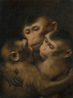 Three Monkeys by Gabriel Von Max Oil Painting