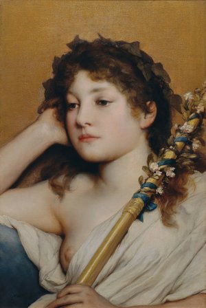 Woman's head pondering by Gabriel Von Max Oil Painting