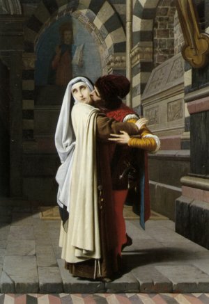 The Embrace of Fra Filippo Lippi and Lucrezia Buti by Gabriele Castagnola Oil Painting