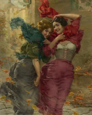 A Windy Day by Gaetano Bellei Oil Painting