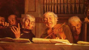 Five Members of an Orchestra by Gaetano Bellei - Oil Painting Reproduction