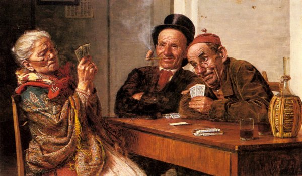 The Player's Choice by Gaetano Bellei - Hand-Painted Oil Painting Reproduction