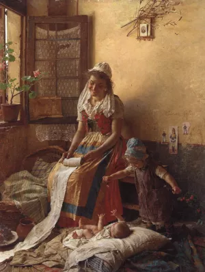 A Mothers Love by Gaetano Chierici Oil Painting