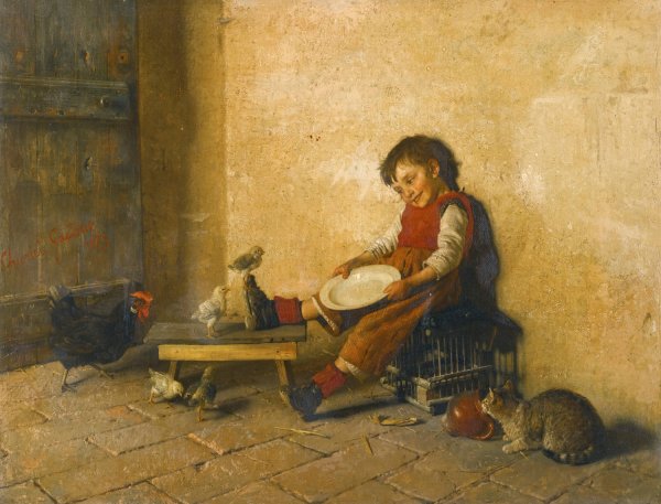 All Gone!  by Gaetano Chierici - Hand-Painted Oil Painting Reproduction
